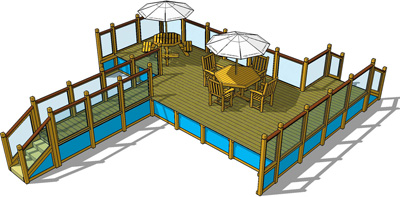 Illustration of raised deck area
