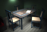 3D illustration of tables and chairs